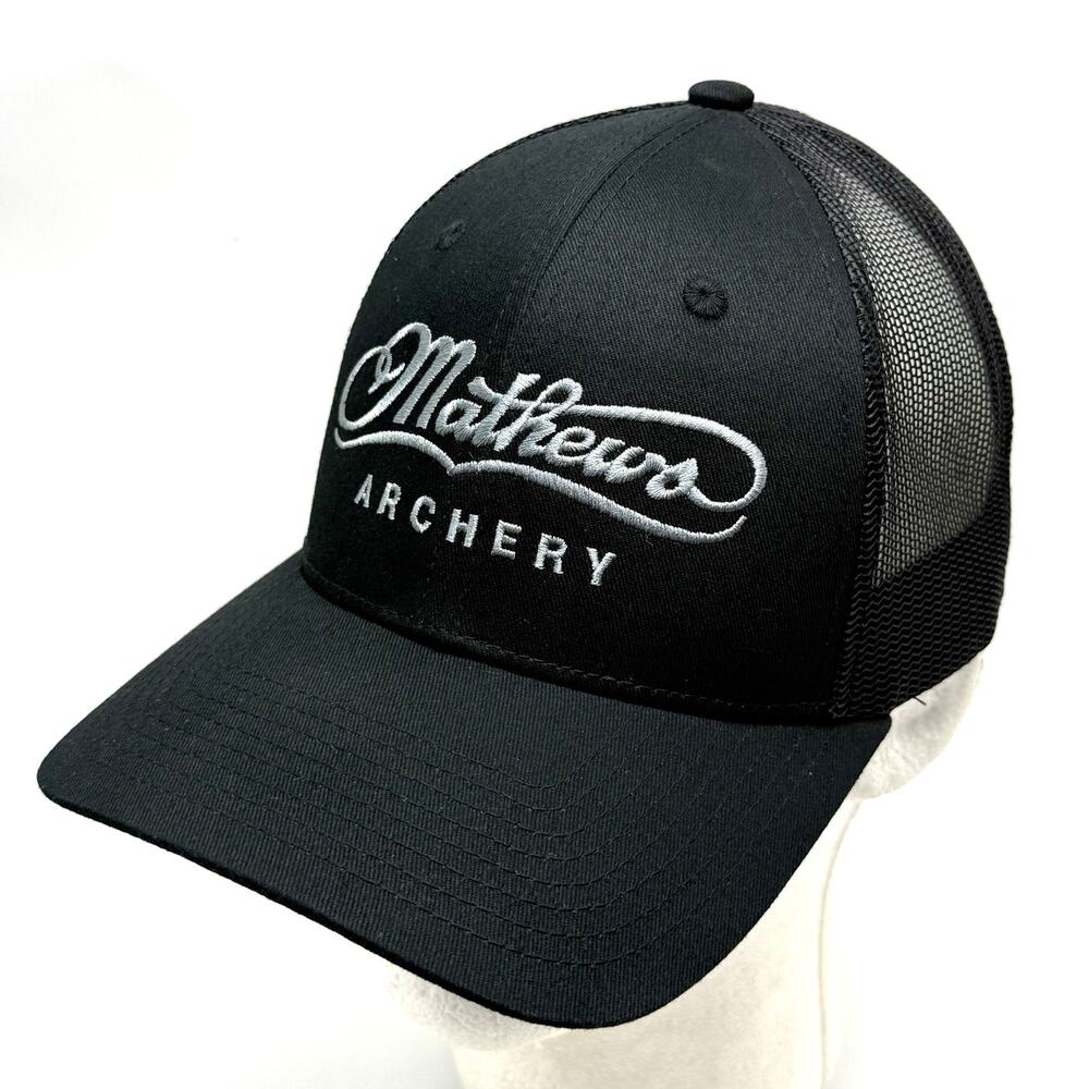 Mathews Archery Trucker Hat Black Snapback Baseball Cap Mesh Back Hunting